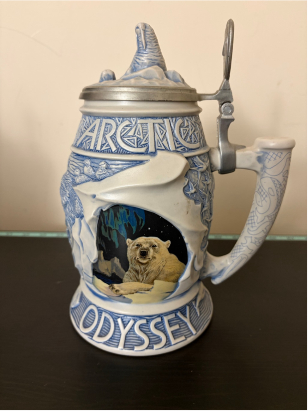 Avon Arctic Odyssey Stein Beer Mug 2001 Tom O’Brien Polar Bear Lidded Brazil